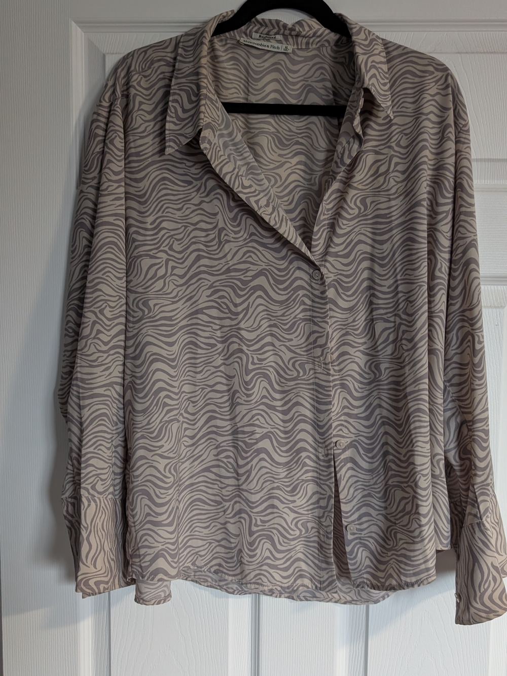 Abercrombie & Fitch Taupe Zebra Print Button-Down Blouse